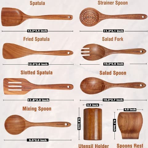 6-piece wooden kitchen utensil set, durable and heat-resistant