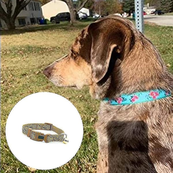 Summer Floral Dog Collars, Flower Pattern Nylon Dog Collar, Cute Puppy Collar for