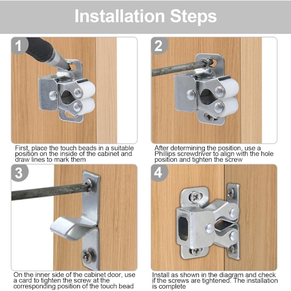 12 Pieces - Galvanized Double Ball Door Catches - High Quality - Durable - Practical