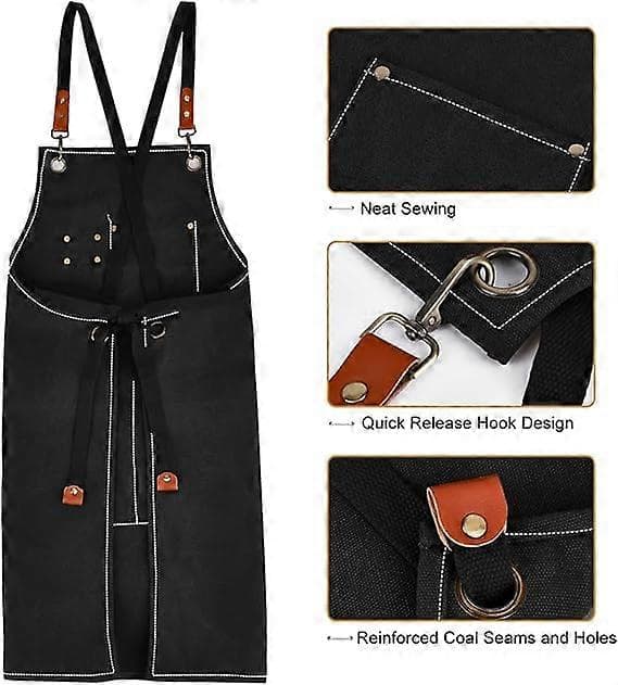 Canvas Aprons for Men with Pockets, Adjustable Strap and Large Pockets, Kitchen Apron for Cooking, Baking and Chef