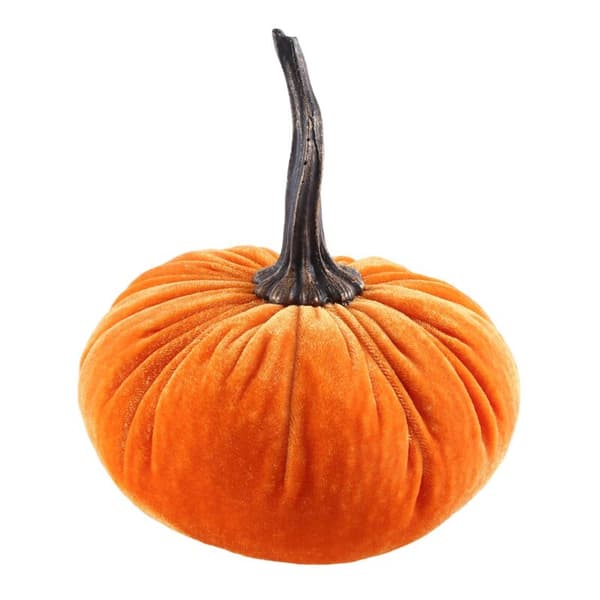 Store fløjlgræskar til dekoration, håndlavede kunstige høstgræskar, efterårs Thanksgiving boligindretning (orange)