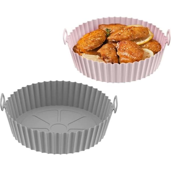 Airfryer tilbehør - Silikoneform - 2 dele - 21 cm - Genanvendelig - Rosa