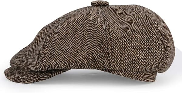 Baker Boy Hat 8 Panel Herringbone Tweed Gatsby Hat Ivy Irish