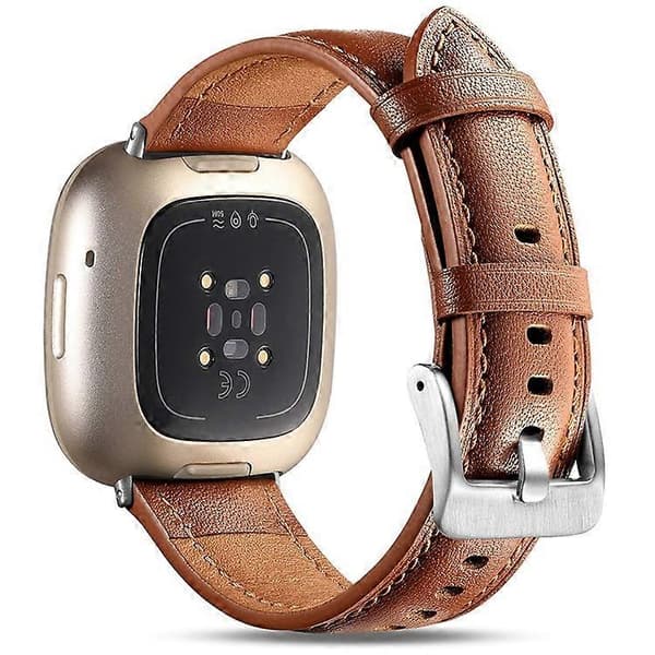 Kompatibelt med Fitbit Versa 3 / Fitbit Sense Klockarmband Äkta Läderarmband [DB] Brun Brown