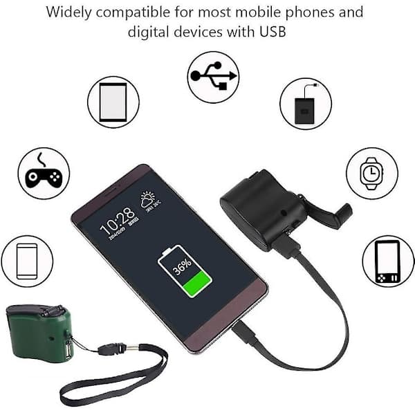 Blå Mobiltelefon Nødkraft USB Håndsveivlader Elektrisk Generator Universell Mobillader Hånddynamolader