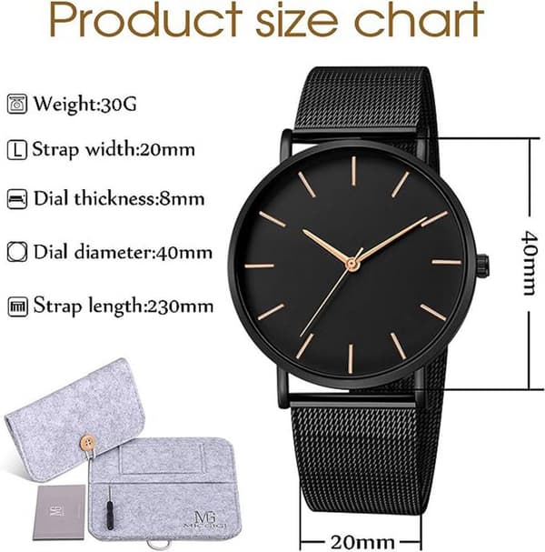 Rosaguld Minimalistisk Herre Analog Kvarts Ur