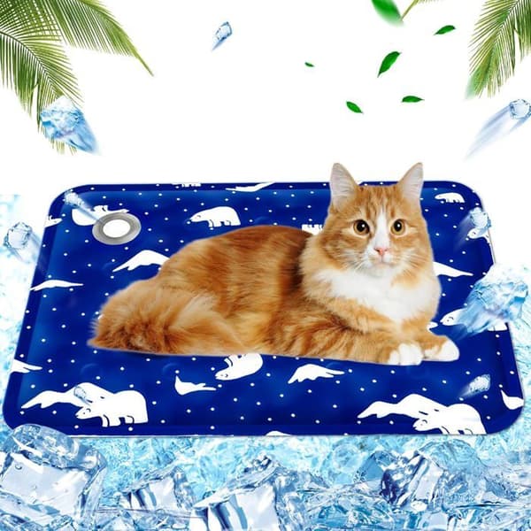 Kølemåtte til hunde og katte, 40 x 50 cm, til varme sommerdage, medium, kongeblå isbjørn