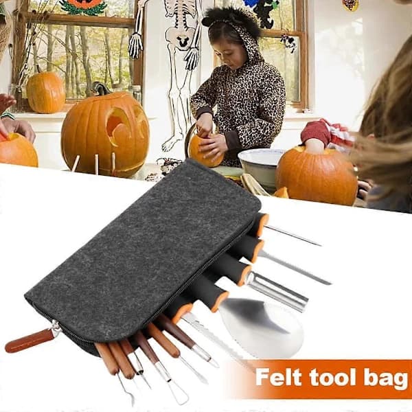 Precision Pumpkin Carving Tool Kit, Engraving Knives, 11 Pieces, Felt Bag
