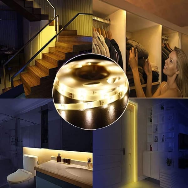 Garderobelampe, 45LED 2M Natlys Strip Lys, Bevægelsessensor La