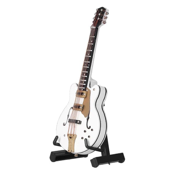 Mini hvit gitarmodell for hjemmekontordekorasjon Musikkinstrumenthåndverk