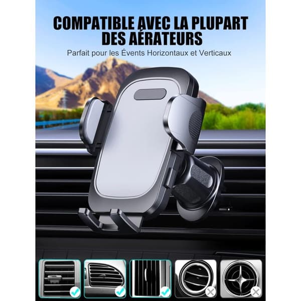 Universal Car Phone Holder with 360° Rotation Vent Mount Compatible with iPhone Samsung Xiaomi