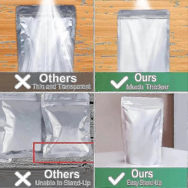 50-pak Mylar-poser til madopbevaring med iltabsorberende genlukkelige kornnødder