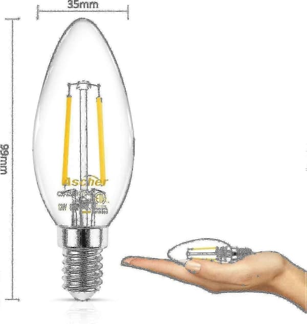 Klassisk E12 LED Kronljus Lampa Motsvarande 40W Varmvit 2700k Filament Klart Glas Ej dimbar 10-pack