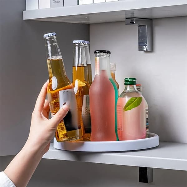 4x Turntable Organizer Kitchen, 25cm Turntable Spice Rack, 360° Refrigerator Rotating Tray, Round Kitchen Shelf Turntable