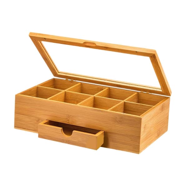 Tea Storage Box Acrylic Window Tea Bags Organizer for Cabinet Desk Kitchen