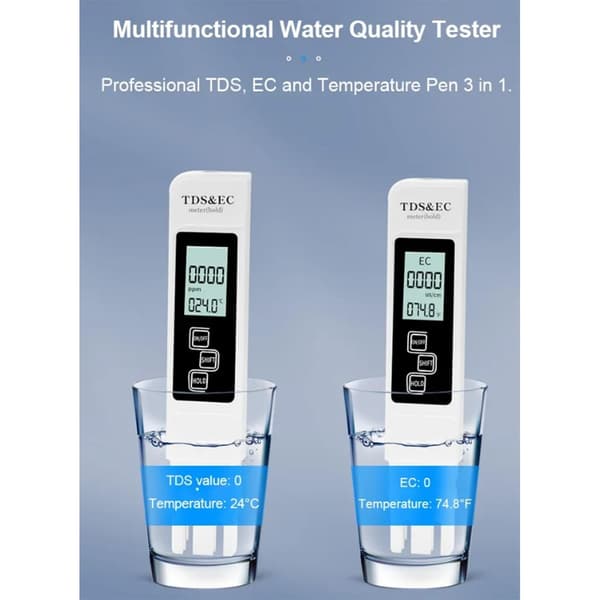 Digital vannkvalitetstester, vannkvalitetstester, profesjonell 3 i 1 TDS, EC og termometer, drikkevann PPM-måler, hydroponi, akvarium og