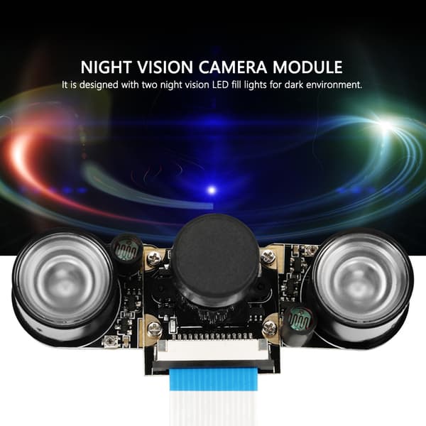 1 stk 5MP kameramodulkort 72° med nattsyn LED-fylllys for Raspberry Pi B 3/2