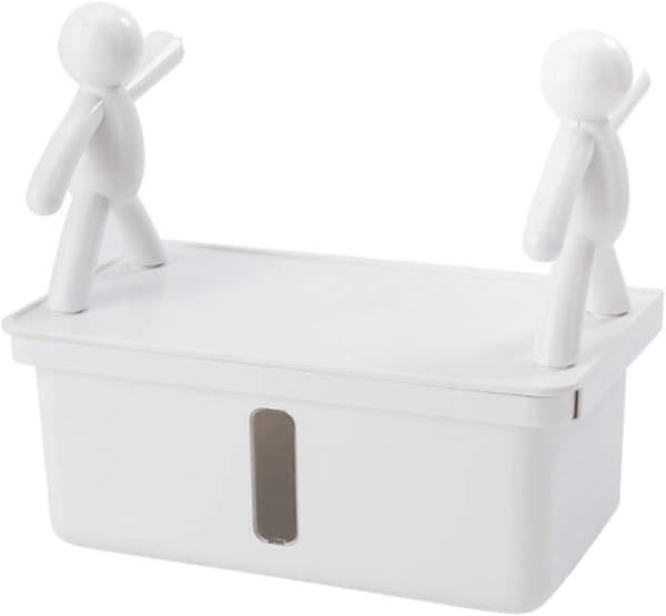 Amosfun Wall Mounted Tissue Holder Box Storage Rack Paper Box Scoundrel White Tissue Napkin Case