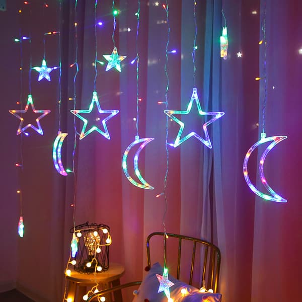 Star Moon Fairy Lights, 2.5m LED String Fairy Lights Waterproof