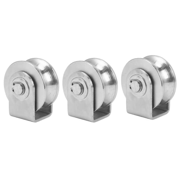 3x 2 Inch Roller Wheels Bearings U-Groove Pulley Removable Heavy Duty Track Wheels