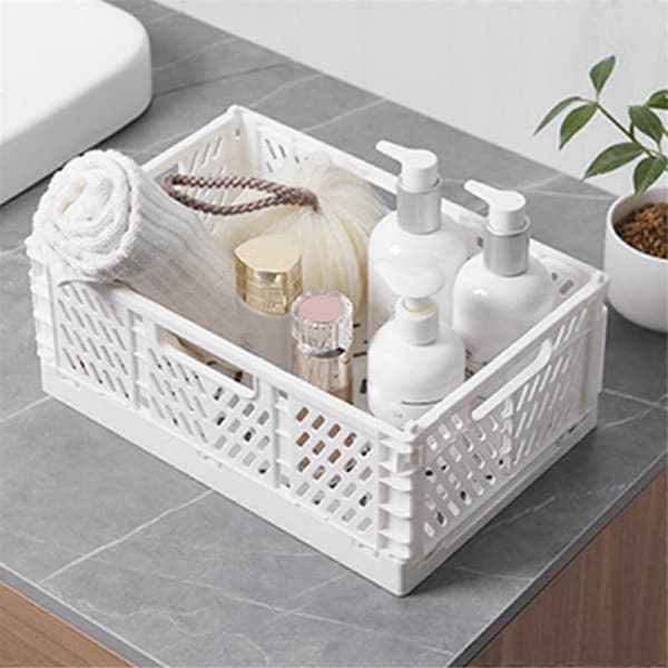 Foldable Storage Box Basket Multifunctional Cosmetic Container Desk Holder Home Use School Desk Storage Box Green