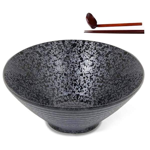 Japanese Ceramic Ramen Bowl with Matching Spoon and Chopsticks, Suitable for, Large Size