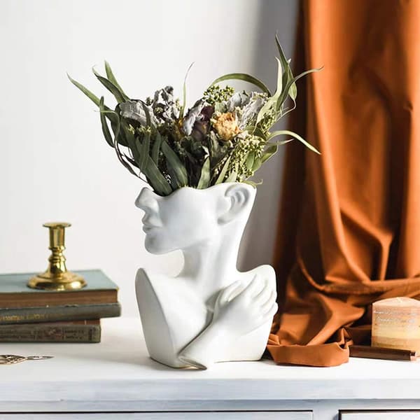 Keramisk Statue Vase Byste Hodeform for Bursdagsgaver, Hjemme- og Kontordekorasjon
