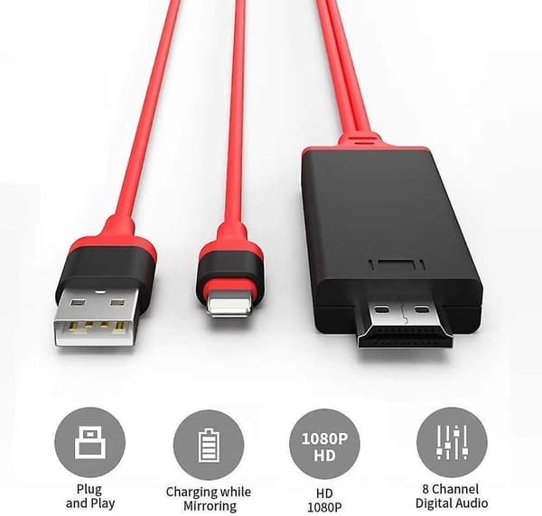 [Apple MFi-certificeret] Lightning til HDMI-kabeladapter - 1080p Digital synkroniseringsskærm