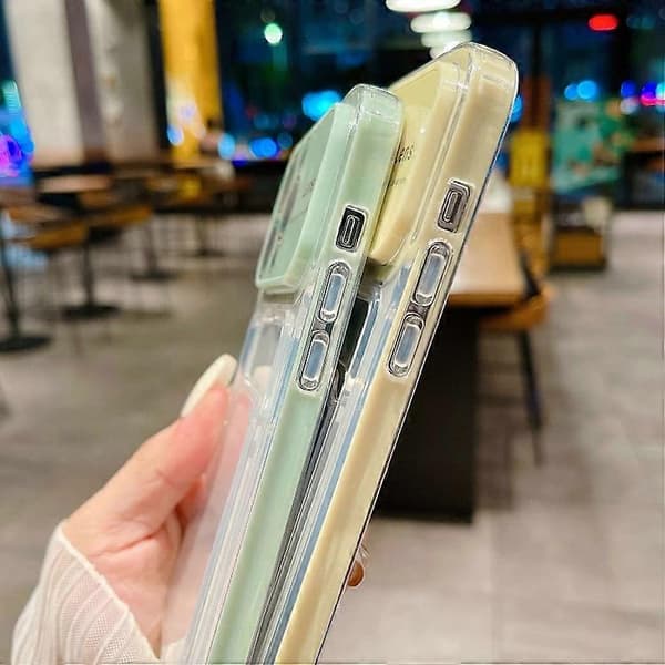 Hybrid TPU-telefoncover med stort PC-vindue og kortplads til iPhone 15