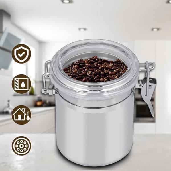 Lufttett kaffeboks, lufttett kaffeboks i rustfritt stål, kaffeboks, lufttett kaffeboks, boks