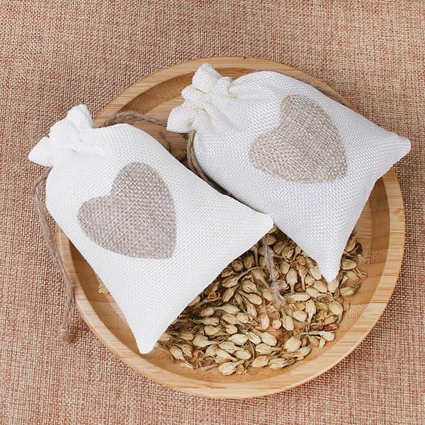 24 st Hjärtformade Burlap-påsar 10 * 14CM, för Bröllop