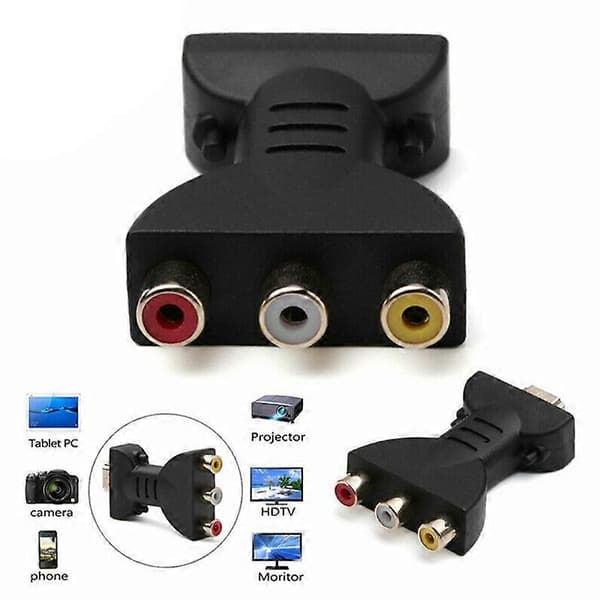 HDMI-kompatibel han til 3 RCA hun komposit AV Audio Video Adapter Konverter - Til TV [DB]