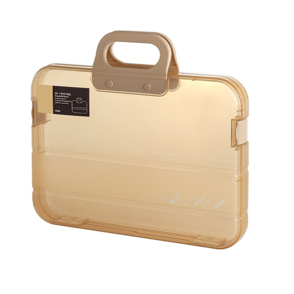 Clear Document Bag, Multifunctional, Large Capacity, Dustproof, Waterproof A4 File, Portable Project Bag for Office, School, Khaki