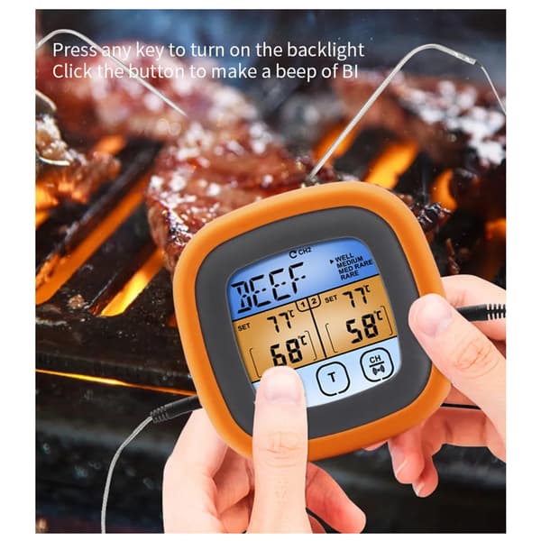 Digitalt kjøtttermometer Grill matlaging mattermometer med 2 prober for ovn grill steking
