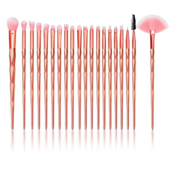 20-delt makeupbørstesæt, premium børster (ROSE GOLD)