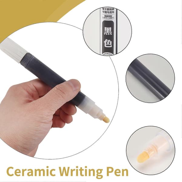 4 stk. underglasurpen underglasur til keramik keramisk skrivepen underglasur permanent porcelænsfarvet pen (sort)