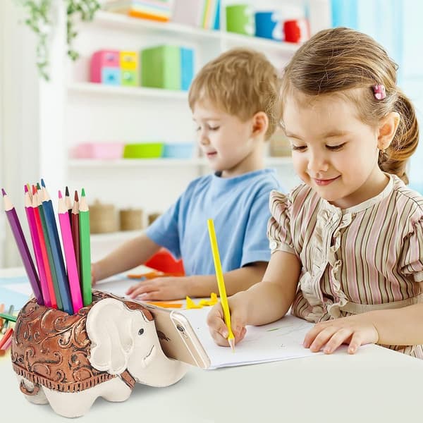 Kynäteline matkapuhelinpidikkeellä, monitoiminen, ruskea