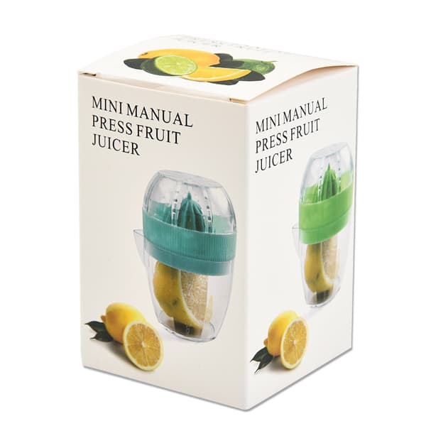 1 stk. lysegul citron- og limepresser med beholder og låg