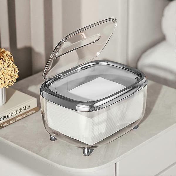 Tissue Box, Transparent Tissue Box Simple Creative Storage Box Fixed Lid Paper Organizer, Silver