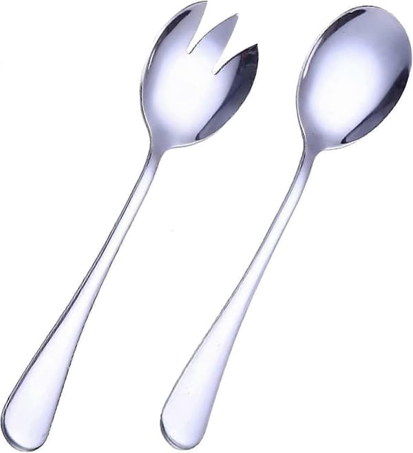 2-delt salatbestik til restauranter, tåler opvaskemaskine, mat rustfrit stål, guld sølv silver