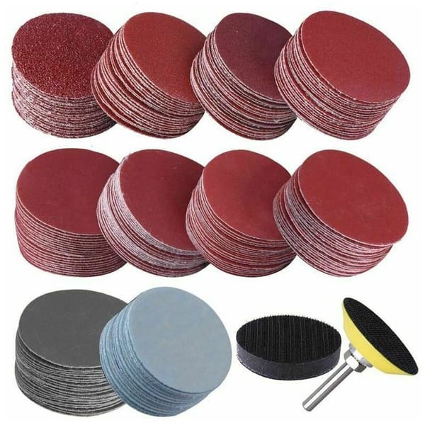 longziming 2 tum sandpapper flocking sandpapper set slipning polering papper pad 200 stycken sandpapper set + svamp pad slipbord