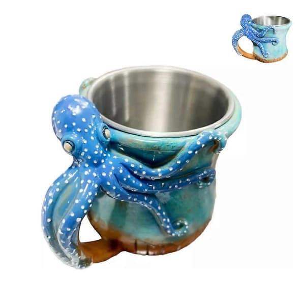 Dive into Every Sip Handmade Octopus Mug, 3D Octopus Coffee Mug