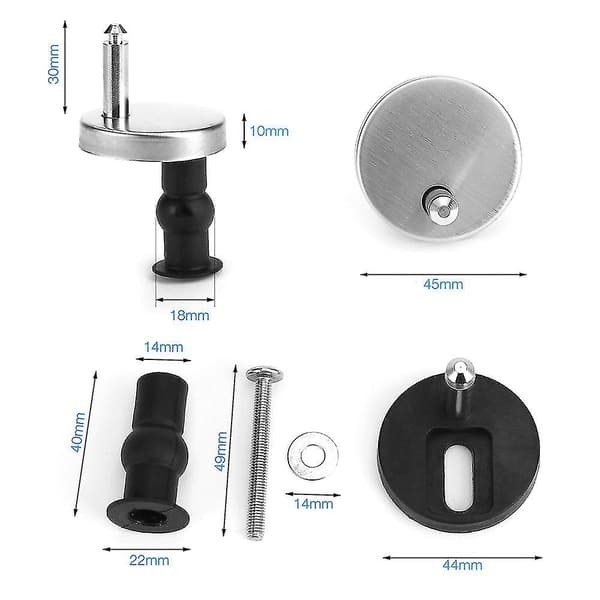 1 Pair Top Fix WC Toilet Seat Hinge Fittings Quick Release Hinge Screw Set