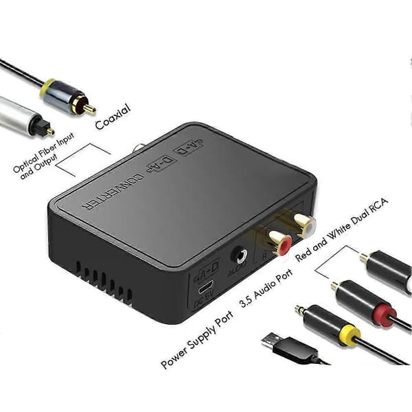 Digital koaksial lydkonverterer fiberoptisk TV til lyd Spdif til koaksial til 3.5 dobbel lotus digital