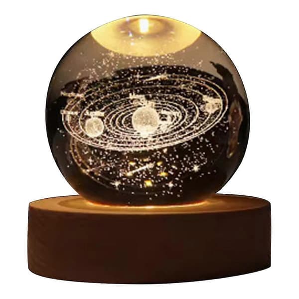Valentinsdagsgave Galaxy Krystalkugle Lampe 3D Planet Månelampe USB LED Natlampe, E