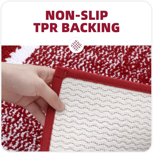 40 x 60 cm, Rød skridsikker bademåtte, Blød mikrofiber bademåtte,