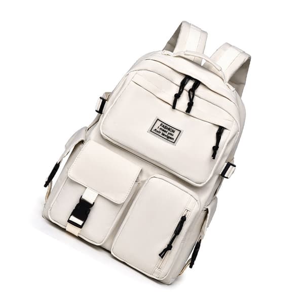 Mångsidig Casual Ryggsäck för Studenter - Stor Kapacitet, Vadderade Remmar Beige Beige