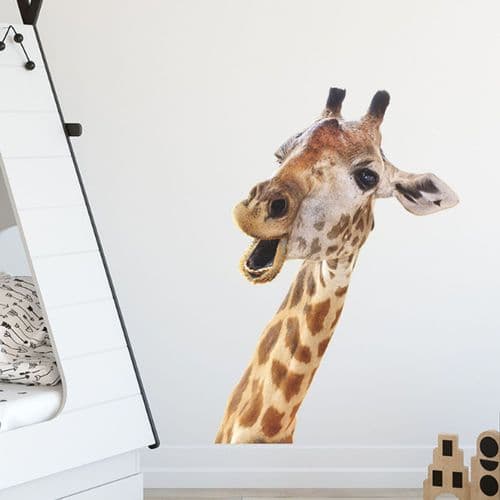 Funny Wall Decal, Giraffe, Window Decal, Cute Animal Decal, Realistic