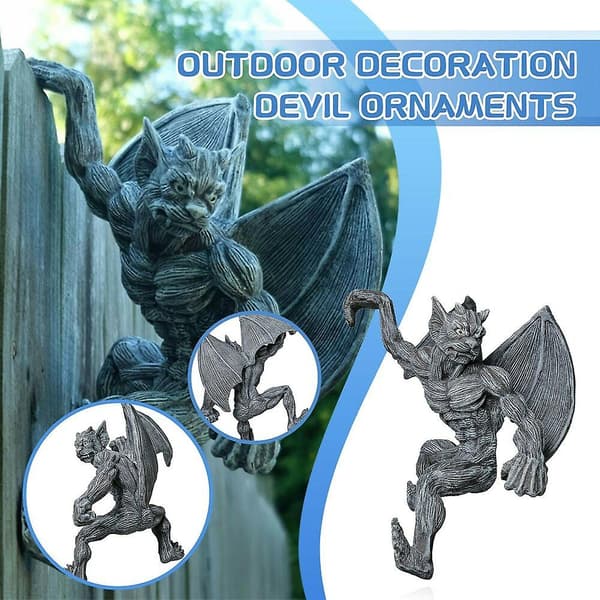 Gargoyle Prydnad Hem Väggkonst Hängande Harts Gargoyle Prydnader Utomhus Trädgård Prydnad Dekor