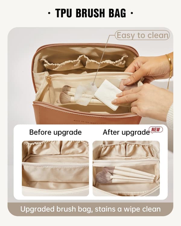 Large Cosmetic Bag for Women, Waterproof Portable Bag, Flat Open Bag